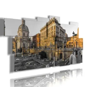 Painting with an old photo of Rome