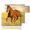 tableaux representant des chevaux courant au coucher du soleil - version: 6 pannelli 122x96cm