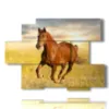 tableaux representant des chevaux courant au coucher du soleil - version: 6 pannelli 129x94cm