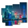 painting with photos of shanghai - version: 5 pannelli 106x98cm