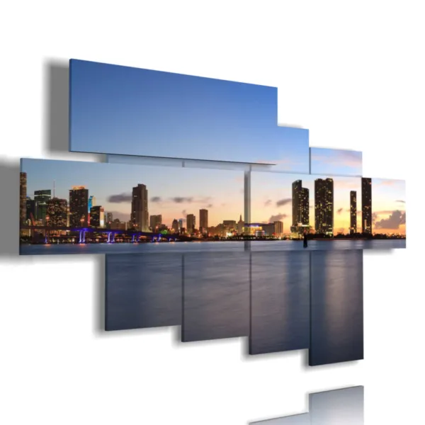 panoramic Miami cityscape paintings