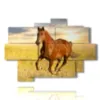 tableaux representant des chevaux courant au coucher du soleil - version: 9 pannelli 164x114cm