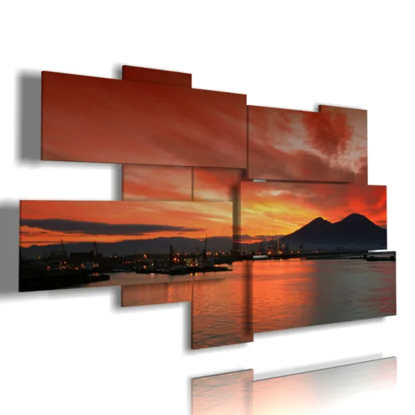 cuadro con foto del atardecer en Nápoles