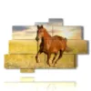 paintings depicting horses running at sunset - version: 10 pannelli 173x114cm