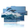 painting with playful fish and dolphins jumping on the waves - version: 9 pannelli 171x108cm