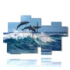 painting with playful fish and dolphins jumping on the waves - version: 9 pannelli 185x115cm