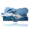 painting with playful fish and dolphins jumping on the waves - version: 11 pannelli 198x112cm