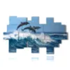 painting with playful fish and dolphins jumping on the waves - version: 20 pannelli 253x152cm