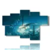 quadri moderni di pesci piccoli e squalo nell - version: 6 pannelli 136x91cm