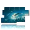 modern paintings of small fish and shark in the - version: 7 pannelli 157x90cm