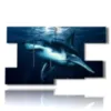 painting of fish with great swimming shark - version: 9 pannelli 177x101cm