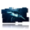 painting of fish with great swimming shark - version: 11 pannelli 184x104cm