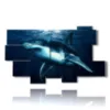 painting of fish with great swimming shark - version: 10 pannelli 190x110cm