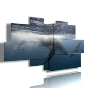 Gemälde von Meer, Fischen und Walen