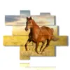 paintings depicting horses running at sunset - version: 11 pannelli 186x146cm