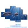 paintings on fish and family of dolphins swimming in the - version: 6 pannelli 146x94cm