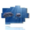 tableaux sur la famille des poissons et des dauphins nageant dans le - version: 9 pannelli 164x114cm