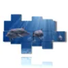 paintings on fish and family of dolphins swimming in the - version: 8 pannelli 175x112cm