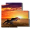 painting on canvas fish and jumping dolphins at sunset - version: 5 pannelli 102x93cm