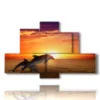painting on canvas fish and jumping dolphins at sunset - version: 6 pannelli 135x85cm