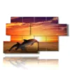 painting on canvas fish and jumping dolphins at sunset - version: 7 pannelli 157x90cm