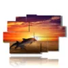 painting on canvas fish and jumping dolphins at sunset - version: 9 pannelli 171x108cm