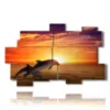 painting on canvas fish and jumping dolphins at sunset - version: 11 pannelli 182x115cm