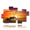 painting on canvas fish and jumping dolphins at sunset - version: 9 pannelli 185x115cm