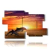 painting on canvas fish and jumping dolphins at sunset - version: 12 pannelli 190x119cm