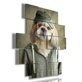 Gemälde, Hunde, sportliche Kleidung