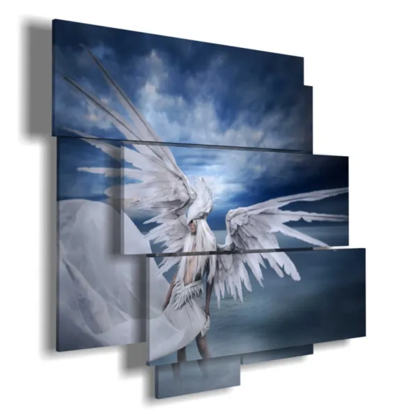 Paintings with fantasy images of angels and demons