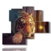 caja con imagenes de fantasia mujeres y tigre - version: 5 pannelli 120x99cm