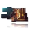 painting with fantasy images women and tiger - version: 9 pannelli 180x103cm