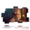 painting with fantasy images women and tiger - version: 11 pannelli 182x115cm