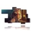 painting with fantasy images women and tiger - version: 10 pannelli 195x118cm