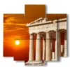 painting with photos of athens greece at sunset - version: 5 pannelli 89x85cm
