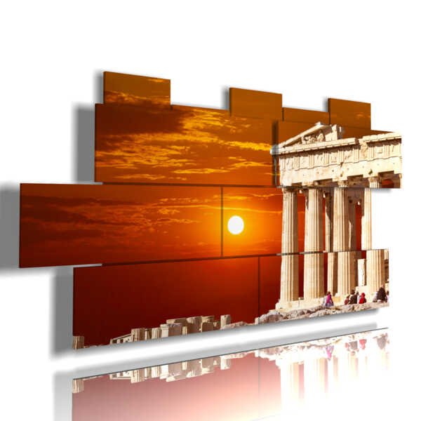 tableau avec photos d'Athènes Grèce au coucher du soleil