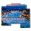 caja con fotos panoramicas de budapest por la noche - version: 5 pannelli 89x77cm