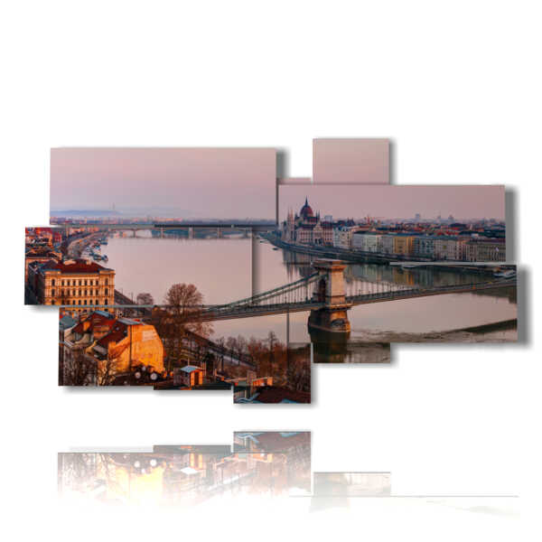 tableau avec photos Pont des Chaînes de Budapest