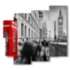 caja con foto cabina roja london - version: 5 pannelli 106x98cm
