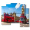 caja con foto bus londres de dia - version: 5 pannelli 89x77cm