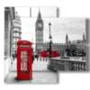 painting with photos london center red cabin - version: 4 pannelli 91x85cm