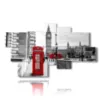 quadro con foto londra centro cabina rossa - version: 8 pannelli 184x108cm