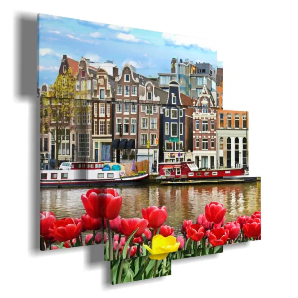 Painting with a photo of Amsterdam today