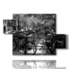 tableau noir et blanc photo de la ville d amsterdam - version: 5 pannelli 128x85cm