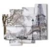 painting with photos of paris with snow in black and white - version: 5 pannelli 106x98cm