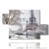 tableau avec photos de paris avec neige en noir et blanc - version: 5 pannelli 128x85cm