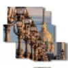 painting with photo postcard paris alexandre iii bridge - version: 5 pannelli 104x92cm