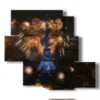 tableaux avec photos nuit parisienne et feu d artifice - version: 5 pannelli 104x92cm