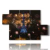 paintings with photos paris night and fireworks - version: 5 pannelli 128x85cm